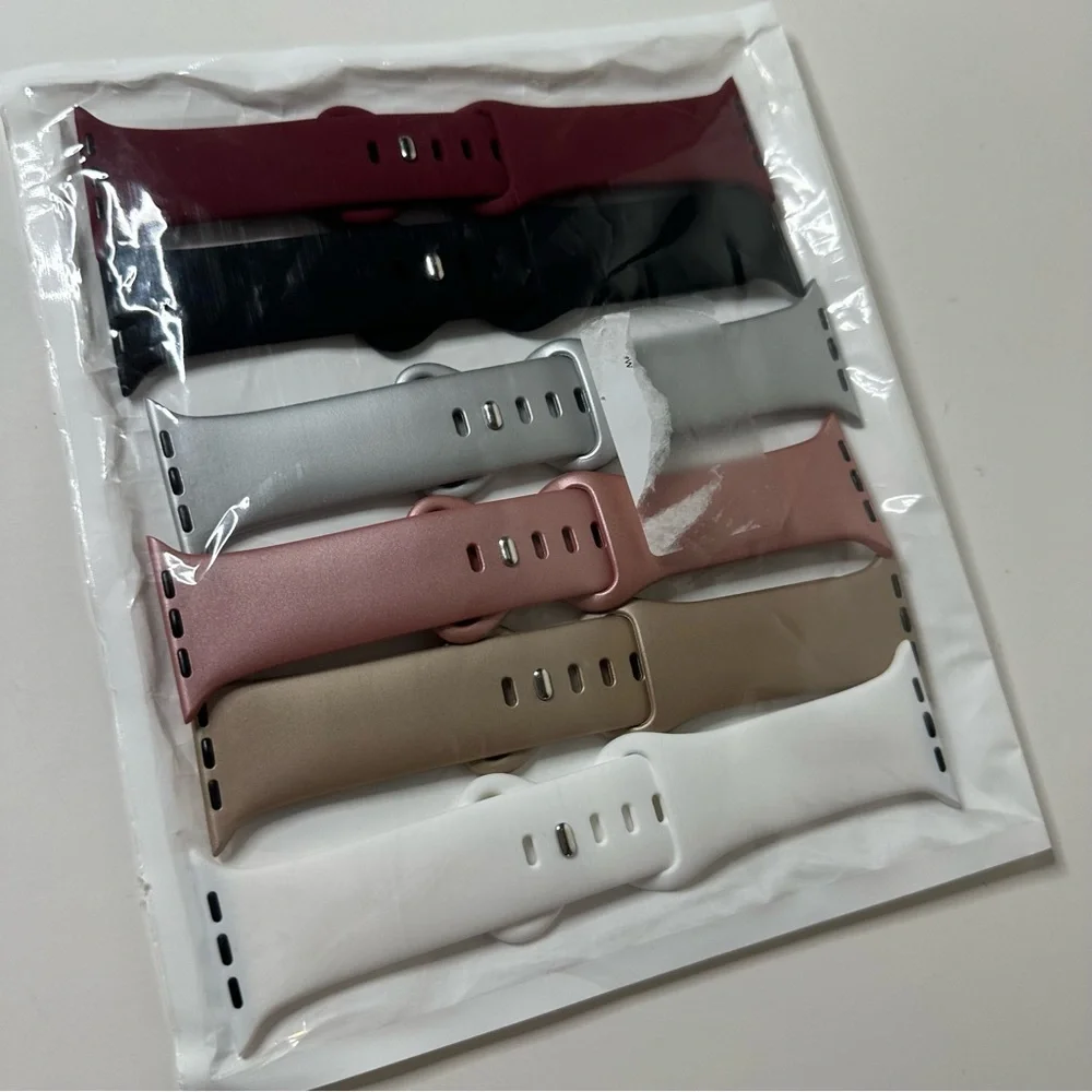 Lot Of 6 Unbranded Apple Watch Silicone Sport Bands Neutral Colors 38/40mm NEW